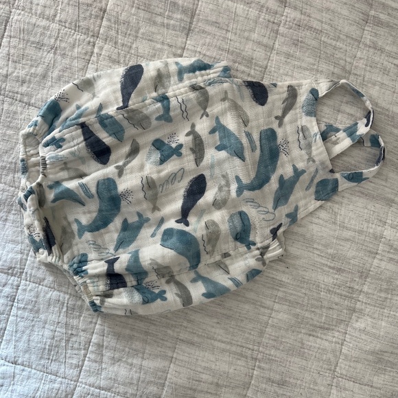Blue, White & Gray Whales Retro Sunsuit Bubble Romper, 18-24M - Picture 2 of 6